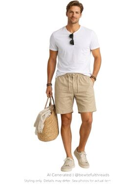 Lucky Brand XXL Tan Linen Drawstring Shorts NWT Coastal Casual